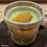 御料理 寺沢 - 毛蟹の玉地締め蚕豆のすり流し生海胆