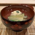 御料理 寺沢 - 湯葉真薯､あわび､陸蓮根の椀物
