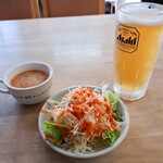 インドスパイシー イエティ 中川店 - サラダ & スープ & ビール