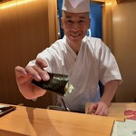 鮨 つぼみ - 川口 蛍椰大将　平貝磯辺焼き