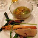 メゾン ドゥ アッシュ - 前菜。海老・蛍烏賊・フォアグラ、そしてウニ。