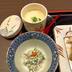 瀬戸内味覚処 芸州 本店 - 茶碗蒸し、野菜小鉢