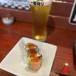 焼き鳥アポロ - お通しは生春巻き✨