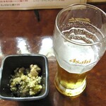 japanese restaurant 旬菜 籐や - 生ビール ＆ お通し（飲みかけ・食べかけで失礼します）