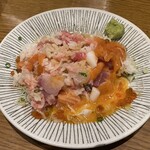 神保町 すしわさび - 中落ち宝石箱。箱をひっくり返すとご飯が現れて。