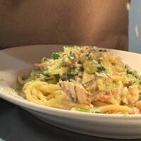 【旬のパスタ】　鮎のコンフィ　ズッキーニとライムのオイルソース