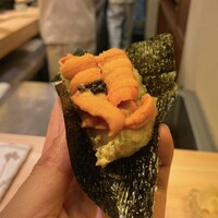鮨よしかわ 恵比寿 - 帆立の磯辺揚げ