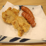 麺匠 釜善 - 揚げウインナー ＆とり天