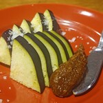 茅場町食堂 History by moto since 2010 - 水茄子刺し 百年伝承秘境味噌