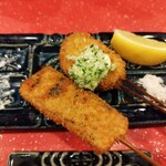 Kushi no Bo Mitsui No Mori Ten - Stuffed Konjac and Shiitake Mushrooms. I love stuffed shiitake mushrooms!