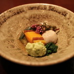 北新地 弧柳 - 冷御前：とり貝、なす、こうつばぎんなん、つるむらさきいも