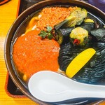 麺紡 - 冷やし揚げ茄子・トマト・肉味噌ぶっかけ追い茄子