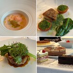 マダム・トキ - 白桃のスープ　イトヨリ鯛のポワレ　丹波黒どりとハワイ産小エビのガランティーヌ　ワゴンデセール