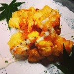 旬家 はちどり - トウモロコシとクリームチーズのかき揚げ