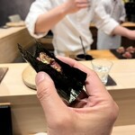 鮨 富かわ - マグロッシーニは金箔をあしらって。