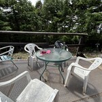 高見石小屋 - テラスで