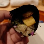 銀座 しのはら - 玉子真薯、穴子、胡瓜、鮪の手巻