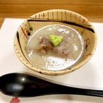 穴子料理と地酒 浅草 川井 - 牛舌煮 カリフラワーのスープ仕立て