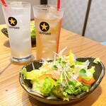 炭火焼 てんま  米沢本店 - 左がラ・フランスソーダ