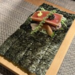 鉄板焼き 恵伝 - マグロとキャビアの手巻き寿司