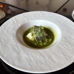 表参道うかい亭 - アイナメの蒸し焼きジェノベーゼソース