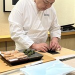 鮨 なんば - 鮪おかきと葉山葵の海苔巻