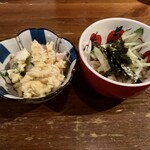 朱楽 - つき出し2種をシェア✨