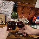 朱楽 - 相棒のグラスを出して下さったので仲良く乾杯✨