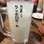キンキン麦酒とプリっと小腸 近江牛畜産あさひ 山科駅前店 - 
