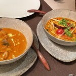 インド料理 想いの木 - バターチキンカリー3,080円、北インドの野菜カリー2,580円