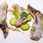 レストラン オオツ - 2025.7 宮津産天然鳥貝ソテー エシャロットとシェリー酒ビネガーのソース ズッキーニトロンベッタ