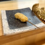 はい、串揚げです。 - 鯖と新生姜