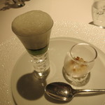 レフェルヴェソンス - 26年9月　カワハギの肝和え、九条葱、オリーブオイルを2口で