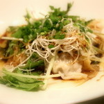 龍の翼 - ツルツルもちもちの特製の皮に香辛料（五香粉など）の香りが効いた水餃子（2014.09)