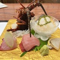 日本料理 若狭 - ◆造り 季節の鮮魚（尾長鯛、マグロ、平貝） 伊勢海老