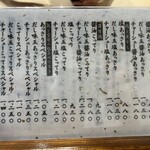 小山竹末食堂 - メニュー表　表