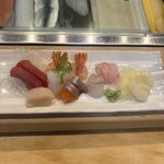 すし物語季の風 - お造り盛り合わせ　マグロ・チップ・金目鯛・エビ・イカ・ホタテ