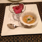 ペルゴーラ - ローストビーフとキノコ  鮑の洋風茶碗蒸し