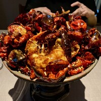 茶禅華 - 陰陽龍蝦①： オマール海老の唐辛子炒め