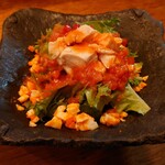 鶏一途 - 蒸し鶏とトマトのサラダ