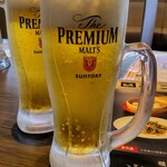 暖龍 - 《プレミアムモルツ中ジョッキ》税込￥572✖5♡スタートダブル〜♥＼(^o^)／