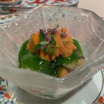 308802684 - 銀座嘉禅(千葉県産黒鮑の冷製 金華ハムと青味山椒のソース)