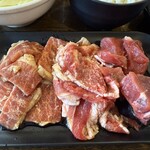七輪焼肉 安安 - ♪３種盛り定食300g 