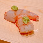 鮨 めい乃 - ボタン海老には山葵をタップリポン