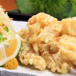 Chicken tempura served with mustard ponzu sauce