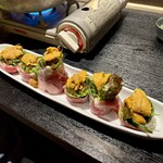 獅魂 - 炙りこうねのうに生春巻き