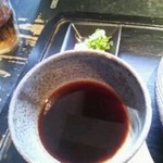 鶏ささみ天ざるのつけ汁と薬味（２０１４年９月）