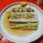 つぶ貝、豆腐、筍