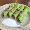 ウクライナカフェ・クラヤヌィ - ①ほうれん草のムリンツィ(ほうれん草 きのこ 玉ねぎ クリームチーズ サワークリーム)1100円