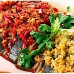 Steamed fish with two pickled chili peppers and Hunan flavor